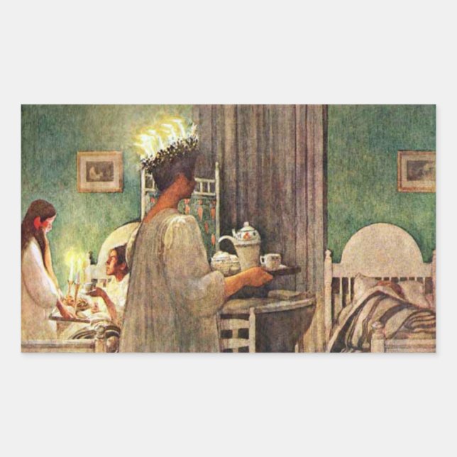 Carl Larsson St. Lucia Day Christmas in Sweden Rectangular Sticker (Front)