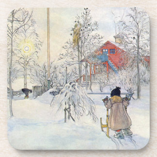 Carl Larsson Winter Scene Holiday Coaster Set