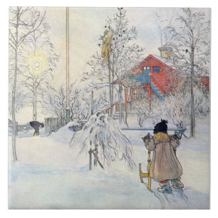 Carl Larsson Winter Snow Scene Art Tile or Trivet