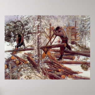 Carl Larsson Woodcutters in the Forest Poster