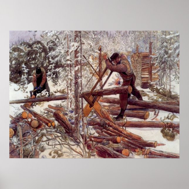 Carl Larsson Woodcutters in the Forest Poster (Front)