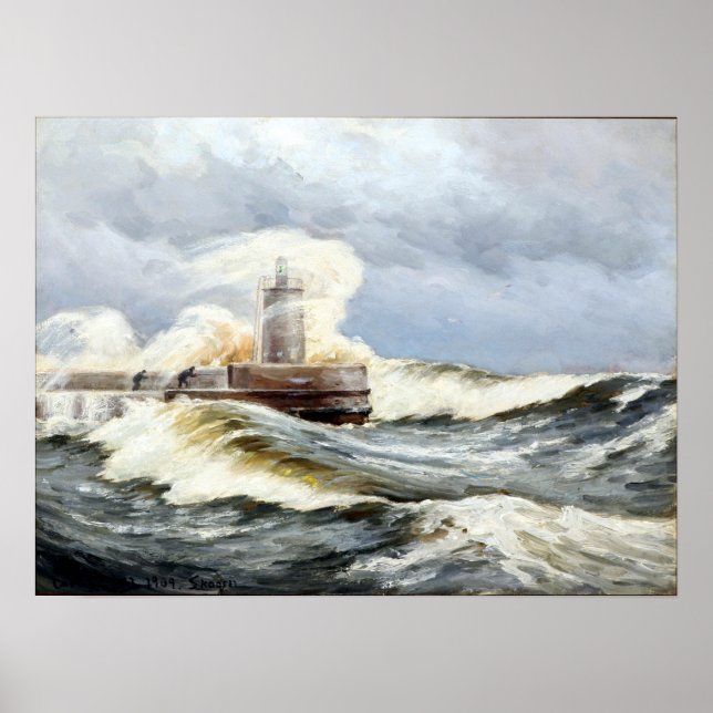 Carl Locher Stormy Day at Skagen with Waves Poster (Front)