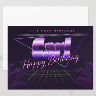 Carl Name Vorname lila retro Karte Geburtstag Card