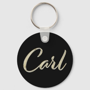Carl Name whitegold Button Keytag Key Ring