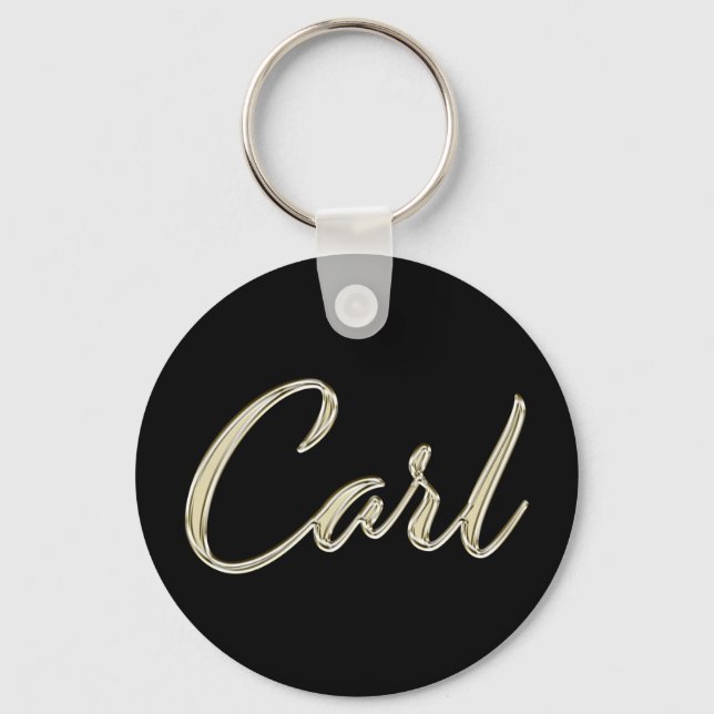 Carl Name whitegold Button Schlüsselanhänger Key Ring (Front)