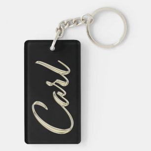 Carl Name whitegold key trailer Ring