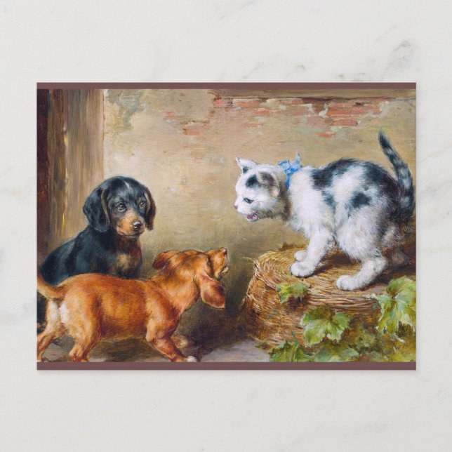 Carl Reichert Painting Brave Kitten Postcrossing Postcard (Front)