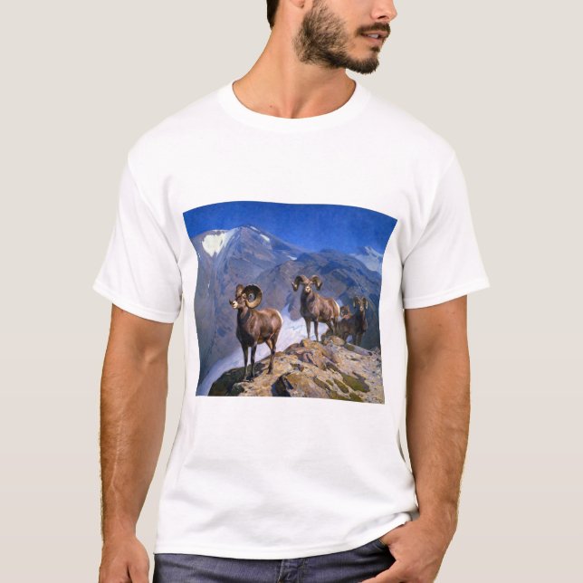 Carl Rungius Big Horn Sheep on Wilcox Pass T-Shirt (Front)
