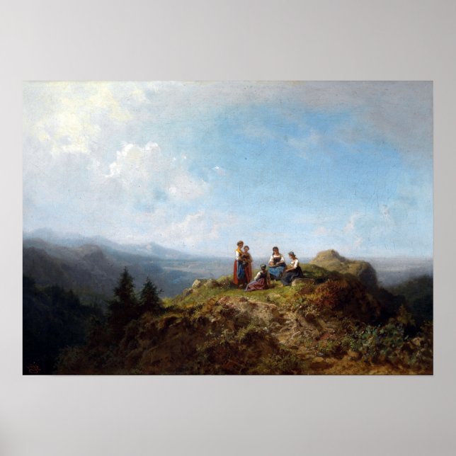 Carl Spitzweg Girls on a Pasture Poster (Front)