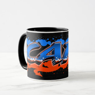 Carl Vorname Name Graffiti blue orange Tasse Mug