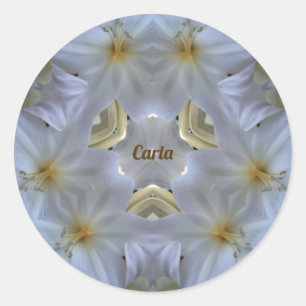 CARLA ~ EASTER LILY WHITE RELIGIOUS ~ CLASSIC ROUND STICKER