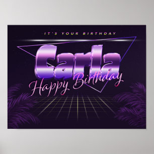 Carla Name Vorname lila retro Poster Geburtstag