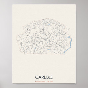 Carlisle Massachusetts Street Map Poster