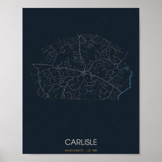 Carlisle Massachusetts Street Map Poster (Night)