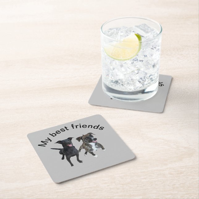 Carlos dogs Square Paper Coaster (Insitu)