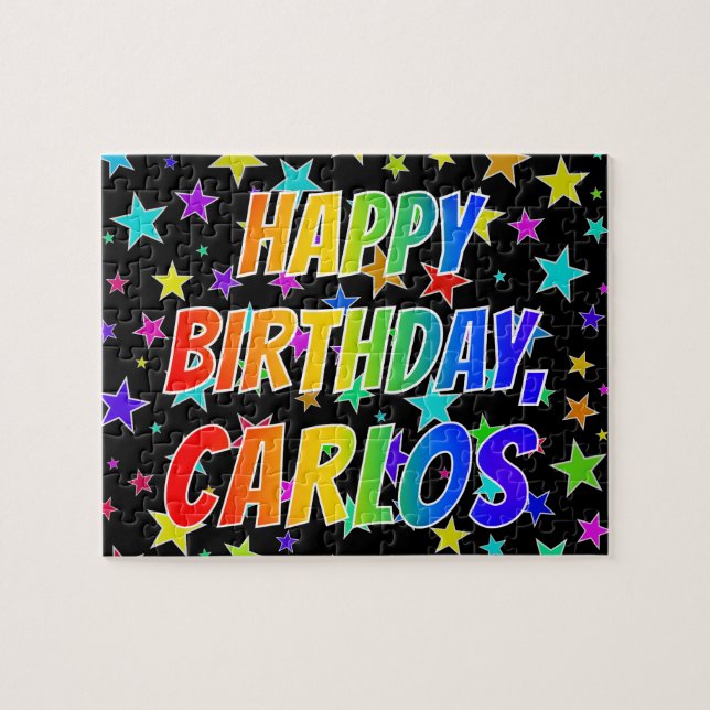 "CARLOS" First Name, Fun "HAPPY BIRTHDAY" Jigsaw Puzzle (Horizontal)