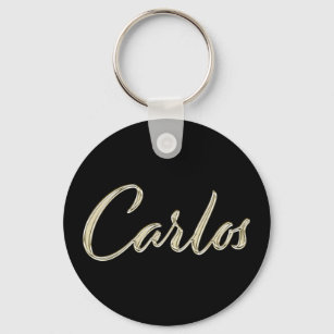 Carlos Name whitegold Button Schlüsselanhänger Key Ring