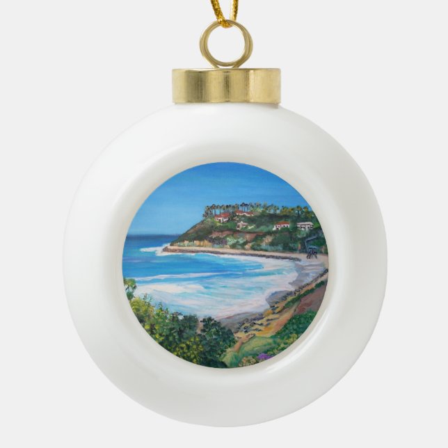 Carlsbad Beach, Ceramic Ball Ornament (Front)