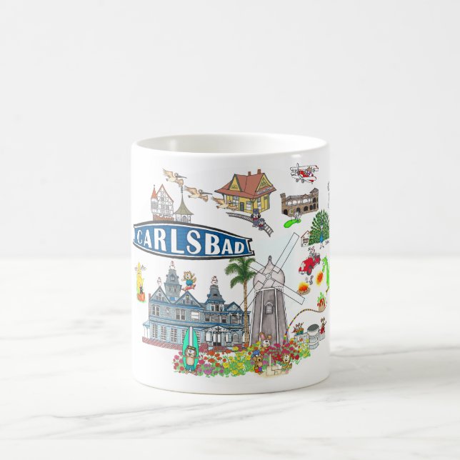 Carlsbad Beach City Fun Coffee Mug (Center)