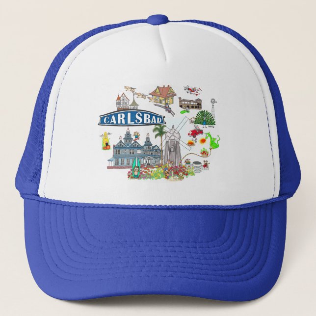 Carlsbad Beach City Fun Trucker Hat (Front)