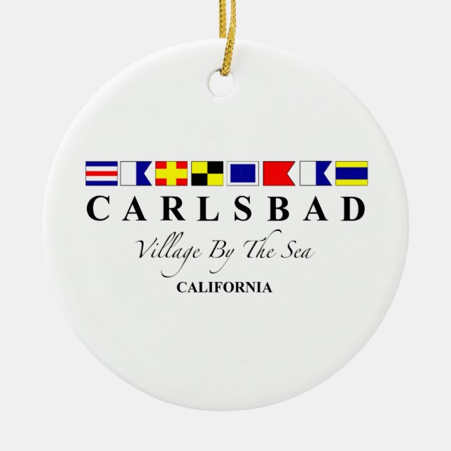 Carlsbad CA - Village By The Sea Ceramic Tree Decoration (Front)
