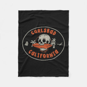 Carlsbad California Ca Skull Surf Tattoo Front &am Fleece Blanket