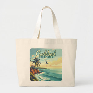 Carlsbad California San Diego Beach Vintage Large Tote Bag