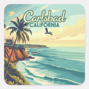 Carlsbad California San Diego Beach Vintage Square Sticker