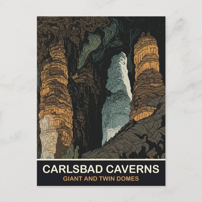 Carlsbad Caverns, Giant and Twin Domes, Travel Postcard (Front)