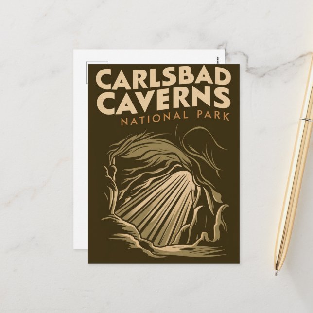 Carlsbad Caverns National Park Minimal Travel Art Holiday Postcard (Front/Back In Situ)
