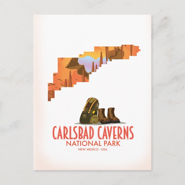 Carlsbad caverns national park new mexico map postcard (Front)