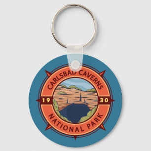 Carlsbad Caverns National Park Retro Compass Key Ring