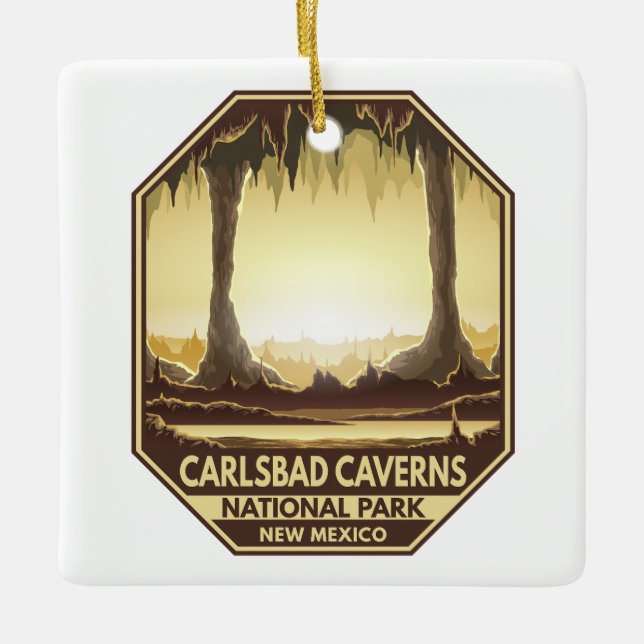 Carlsbad Caverns National Park Retro Emblem Ceramic Ornament (Front)