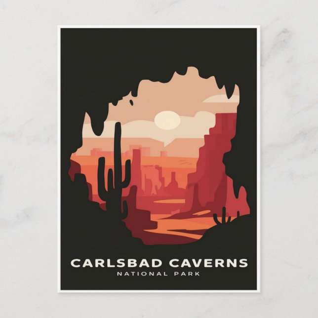 Carlsbad Caverns National Park Retro Travel Postcard (Front)
