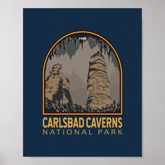 Carlsbad Caverns National Park Vintage Emblem Poster (Front)