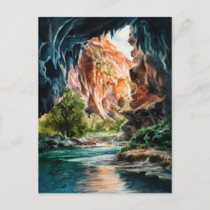 Carlsbad Caverns National Park Watercolor Painting Postcard