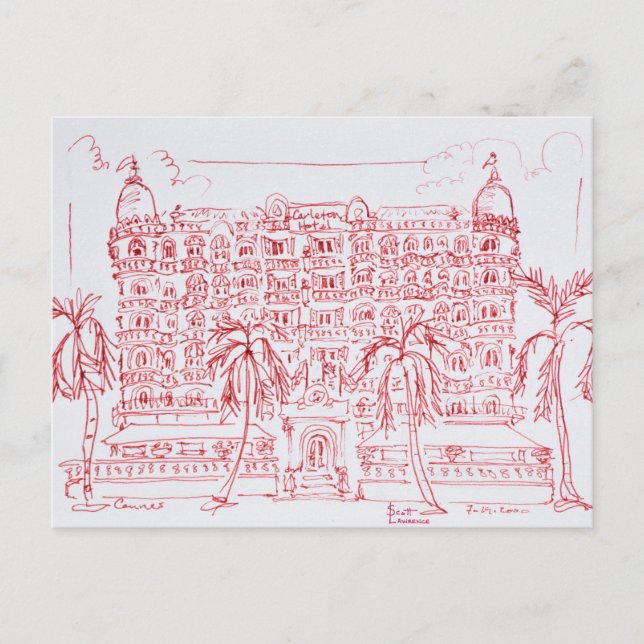 Carlton Hotel, Cannes, France Postcard (Front)