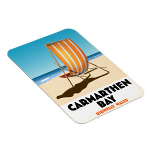 Carmarthen Bay Kidwelly Wales Seaside poster Magnet