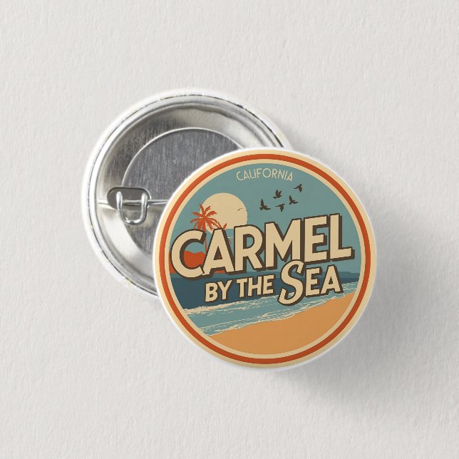 Carmel by the sea beach california pacific coast 3 cm round badge (Front & Back)