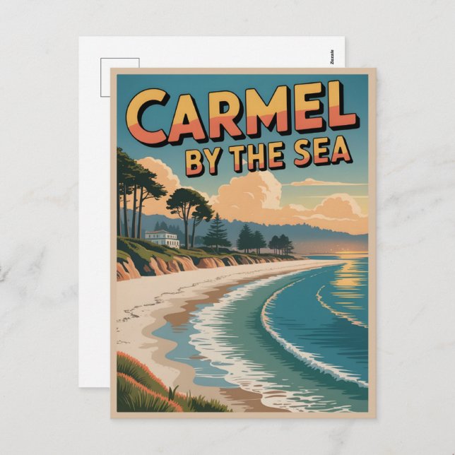 Carmel by the sea beach california pacific coast holiday postcard (Front/Back)