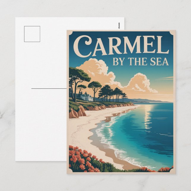 Carmel by the sea beach california pacific coast holiday postcard (Front/Back)