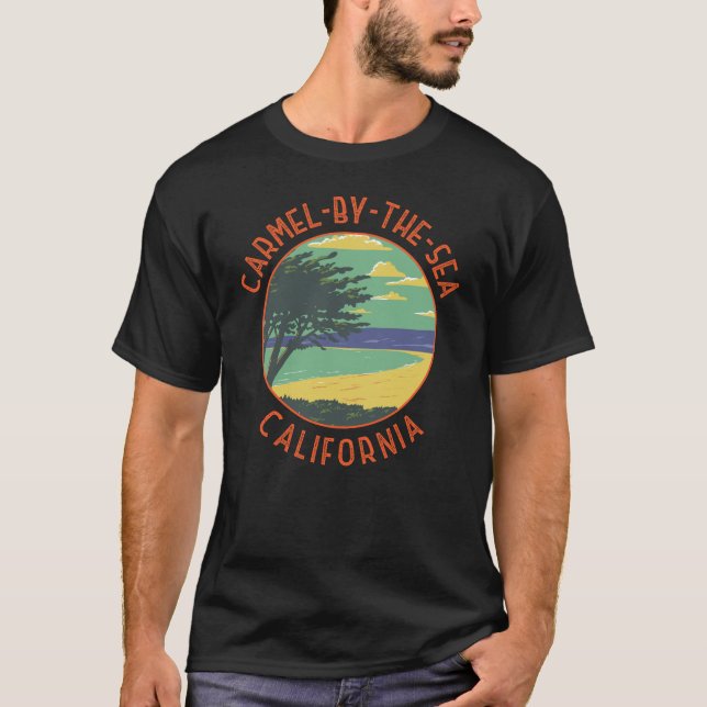 Carmel-by-the-Sea California Retro Distressed T-Shirt (Front)