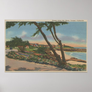 Carmel, CA - Homes along The Shore View Poster
