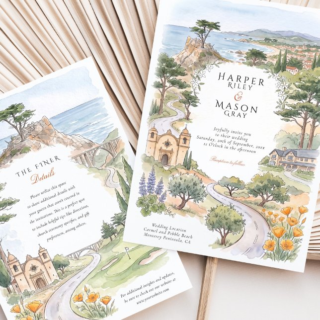 Carmel CA Lone Cypress Pebble Beach Wedding Invitation (Creator Uploaded)