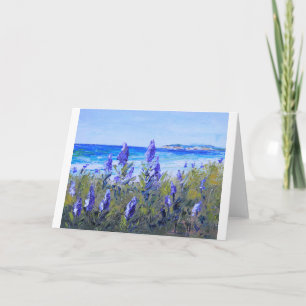 Carmel California, Beach, Lupins, Landscape Art Card