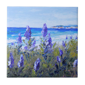 Carmel California, Beach, Lupins, Landscape Art Ceramic Tile