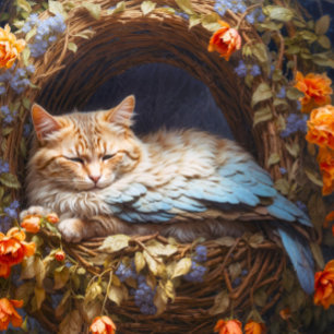 Carmel Coloured Cat with Wings Resting Jigsaw Puzzle