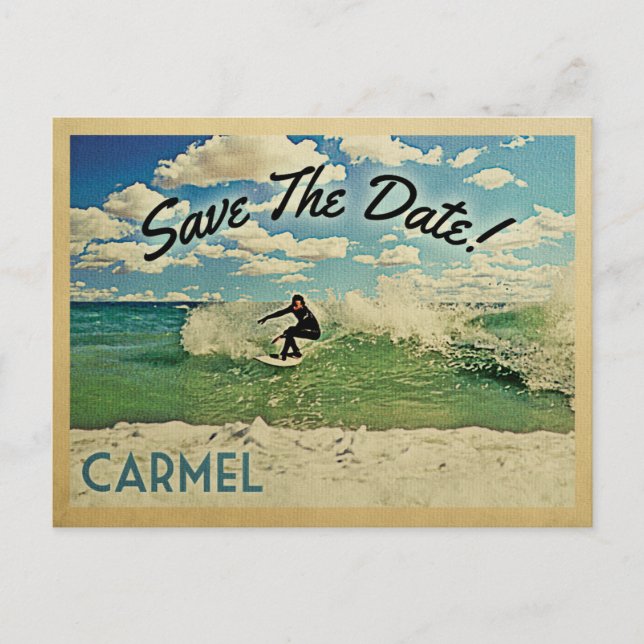 Carmel Save The Date California Surf Announcement Postcard (Front)