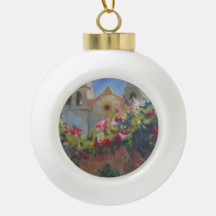 Carmel Spanish Mission California Garden Ceramic Ball Christmas Ornament