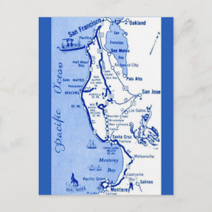 Carmel to San Francisco Map Postcard